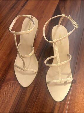cult gaia Cream Strappy T‑Bar Sandals